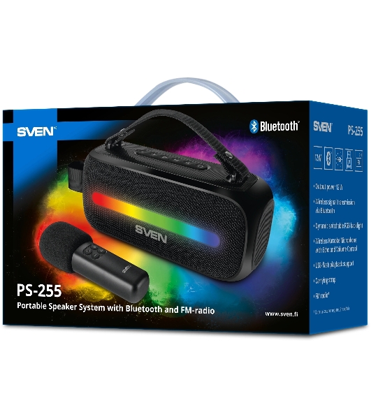 Колонка портативная SVEN PS-255 черный 12W 1.0 BT 3600mAh