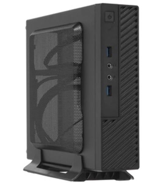 Компьютерный корпус Slim Case Powerman ME100S-BK front fan 4cm, 120W adapter, Mini ITX, VESA