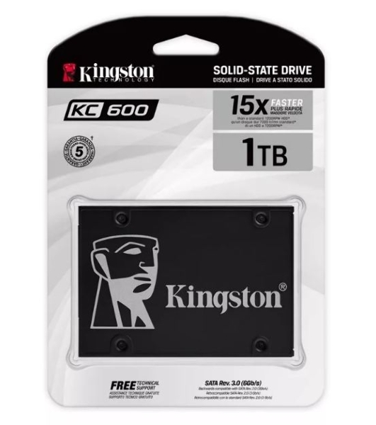 Накопитель SSD Kingston KC600, 1Tb, SATA III, 2.5', R/W 550/520