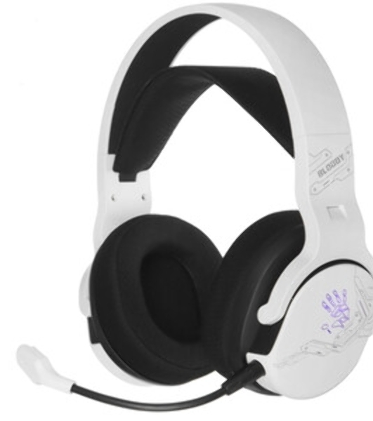 Гарнитура Bloody GR370 белый, беспроводная + проводная, Bluetooth, до 45 ч, подсветка