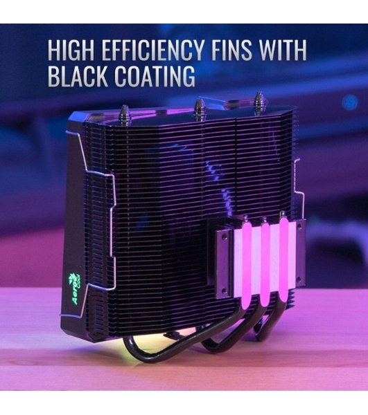 Кулер для процессора AeroCool/Formula Cylon 3H черный, 120 мм, алюминий, 1800 об/мин, 24.3 дБ, 4 pin, 125 Вт, 98 мм