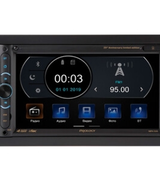 Автомагнитола Prology MPV-320, 2 DIN, 6.9', Bluetooth, USB Type-A, AUX, пульт ДУ