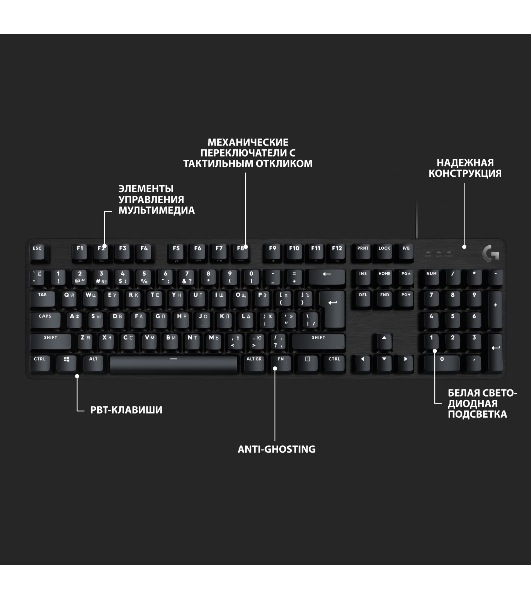 Клавиатура проводная Logitech Gaming Keyboard G413 SE Mechanical - RUS - USB - TACTILE SWITCH черный