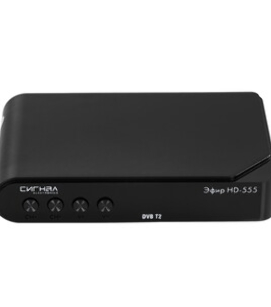 Ресивер эфирный цифровой DVB-T2 HD HD-555 пластик, дисплей, Эфир