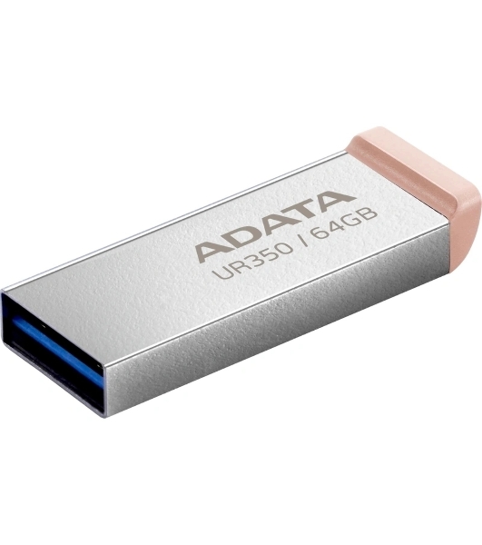 Флешка USB ADATA UR350 (UR350-64G-RSR/BG), 64Gb, USB 3.2, R/W 100/15, серебристый/коричневый