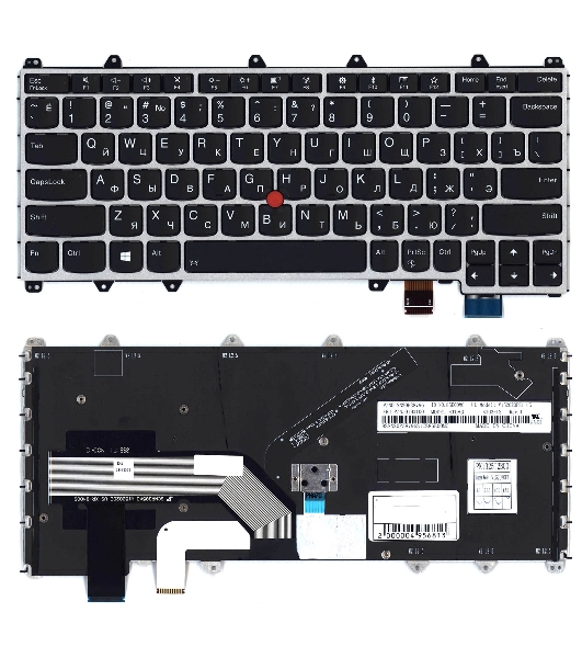 Клавиатура для ноутбука Lenovo IBM ThinkPad Yoga 260, Yoga 370 черная с серебристой рамкой