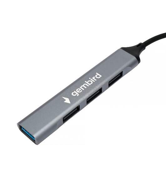 Разветвитель USB3.0/2.0 Gembird UHB-C204, USB3.0, 3xUSB2.0, кабель Type-C+USB 10 см, алюминий, пакет