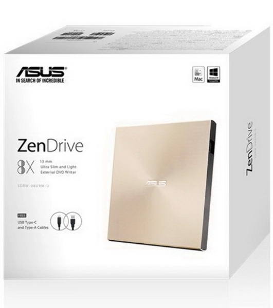 Оптический привод внешний ASUS SDRW-08U9M-U/GOLD/G/AS/P2G, dvd-rw, external ; 90DD02A5-M29000