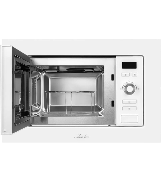 Микроволновая печь встраиваемая MONSHER 201 W 20 л, 800-1250 Вт, гриль, 8 программ, белый
