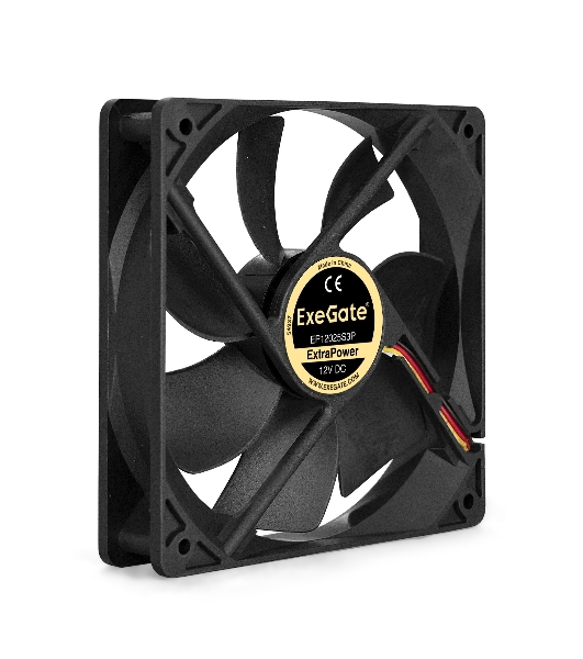 Вентилятор для корпуса ExeGate ExtraPower EP12025S3P черный, 120 мм, 1800 об/мин, 28 дБ, 3 pin