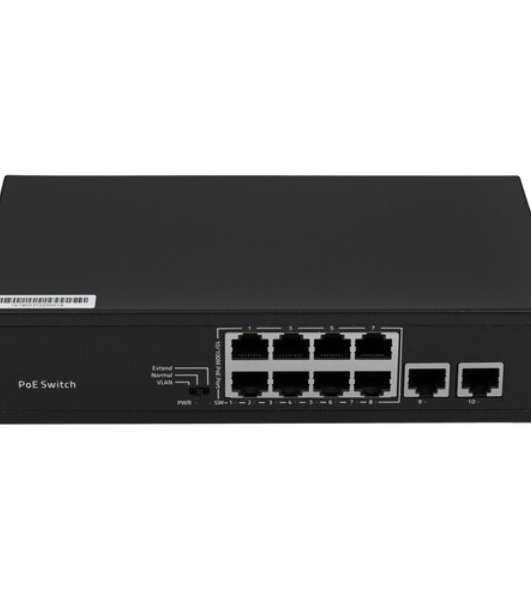 Коммутатор GIGALINK GL-SW-F005-08P, 8×100 Мбит/с PoE + 2×100 Мбит/с Uplink, неуправляемый