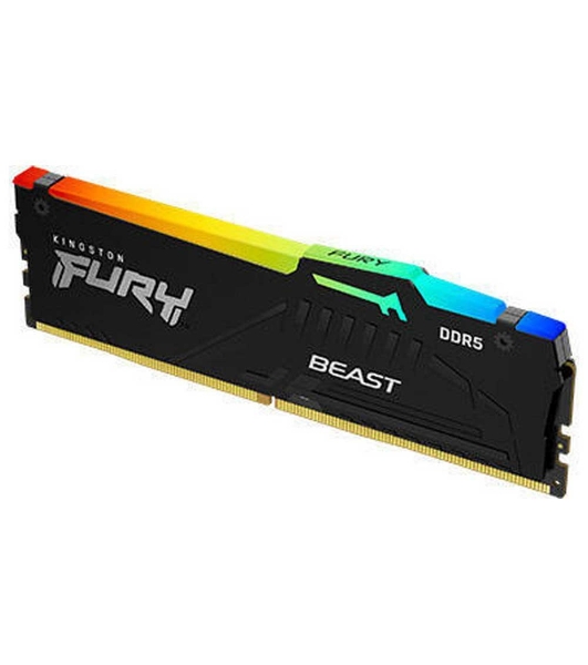Оперативная память Kingston Fury Beast, DDR5, 8GB (1x8GB), 5200MHz, CL40, DIMM, с радиаторами, RGB, черный