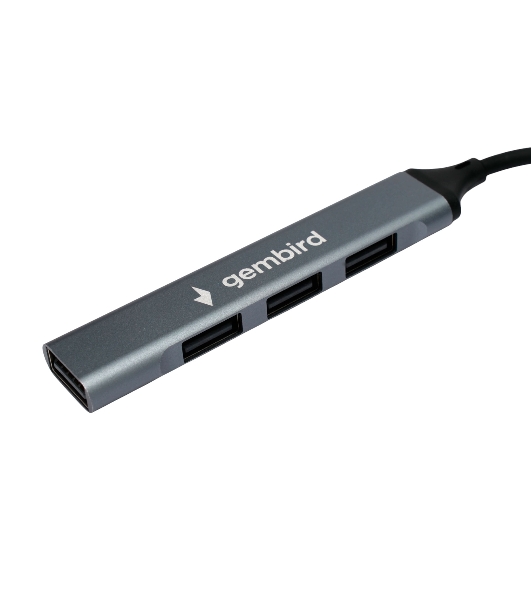 Разветвитель USB2.0 Gembird UHB-C203, 4xUSB2.0, кабель USB 10 см, алюминий, пакет