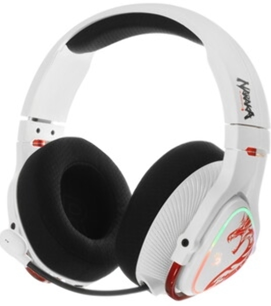 Гарнитура Bloody MR720 Naraka белый, беспроводная + проводная, радиоканал/Bluetooth/mini jack 3.5 мм, до 44 ч, подсветка