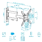 Кронштейн Arm media MARS-8 черный, 8 шт/уп. Кр. стал. настенный для TV 20'-43', max 25 кг, 4 ст св., нак. +5°-15°, пов. ±90° от ст. 66-370 мм. max VESA 200x200 мм., фото11