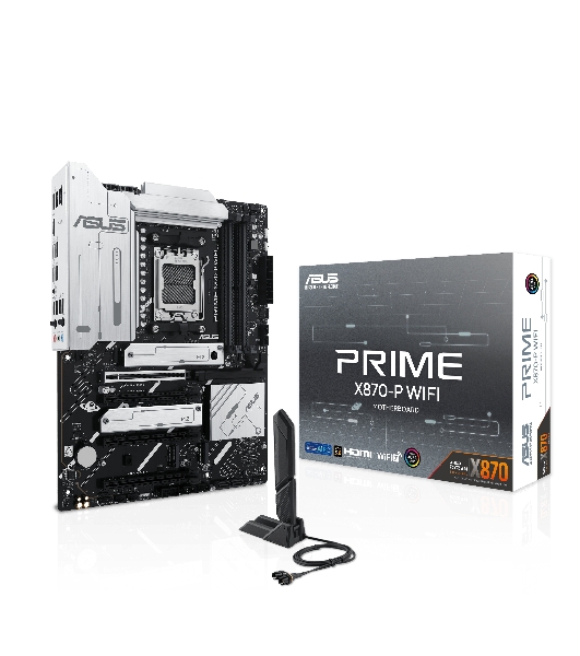 Материнская плата ASUS PRIME X870-P WIFI, AM5, AMD X870, 4xDDR5, 2xSATA, 4xM.2, 1xPCI-E 5.0 x16, 2xPCI-E 4.0 x1, 1xHDMI, 2xUSB-C, 1x 2.5Gb LAN, 4xUSB-A 3.2 Gen 1, 1xUSB-A 3.2 Gen 2, 4xUSB-A 2.0, 3x3.5 мм, 7.1, 1xWi-Fi 7, ATX