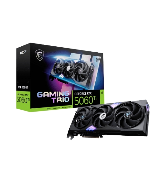 Видеокарта MSI RTX 5060 Ti 8G GAMING TRIO OC, NVIDIA RTX 5060 Ti, 8 ГБ GDDR7, 128 бит, PCI-e 5.0, 1xHDMI, 3xDP, 2662 МГц