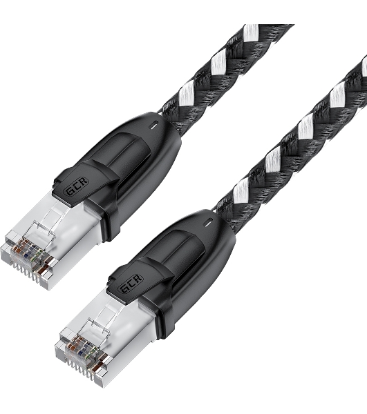 Патч-корд GCR PROF прямой 5.0m, UTP медь cat.6, STRONG черно-белый нейлон, ethernet high speed 10 Гбит/с, T568B, GCR-52779