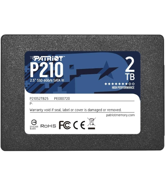 Накопитель SSD Patriot P210, 2Tb, SATA III, 2.5', R/W 520/430