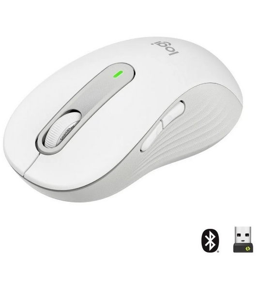 Мышь беспроводная Logitech Signature M650 L белый, 4000 dpi, радиоканал, Bluetooth, USB, кнопки - 5
