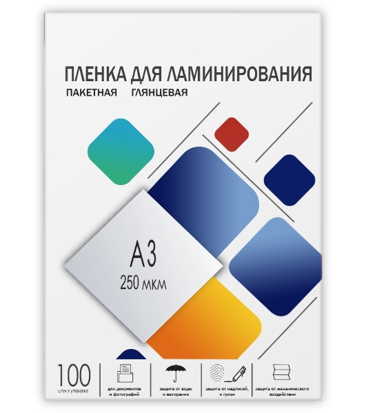 Пленка 303х426 (250 мик) 100 шт. для ламинирования A3, глянцевая Гелеос LPA3-250