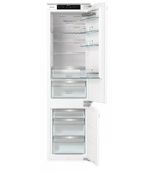 Встраиваемый холодильник Gorenje NRKI519E82WF, 193 см, электронное управление, цифровой дисплей, Wi-Fi, NoFrost Dual, Multiflow 360, контейнер CrispZone с контролем влажности, функция ConvertActive, AdaptTech, MultiAdjust, жесткое крепление, инверторный компрессор, уровень шума 35 дБ