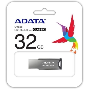 Флешка USB ADATA UV250 (AUV250-32G-RBK), 32Gb, USB 2.0, R/W 25/10, серебристый