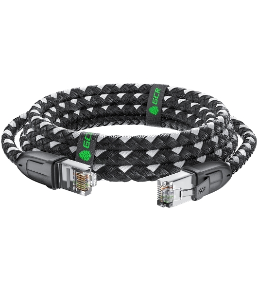 Патч-корд GCR PROF прямой 5.0m, UTP медь cat.6, STRONG черно-белый нейлон, ethernet high speed 10 Гбит/с, T568B, GCR-52779
