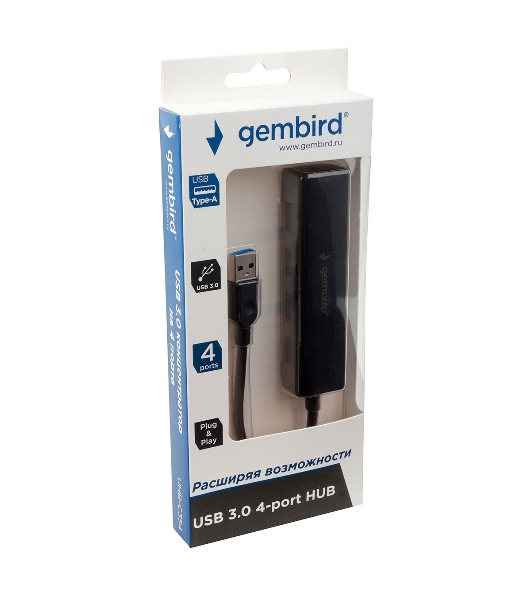 USB-концентратор Gembird UHB-C354, USB 3.0, USB 4 порта, USB с доп питанием