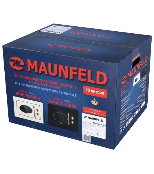 Микроволновая печь встраиваемая Maunfeld JBMO.20.5GRBG черный, 20 л, 700 Вт, переключатели - поворотный механизм
