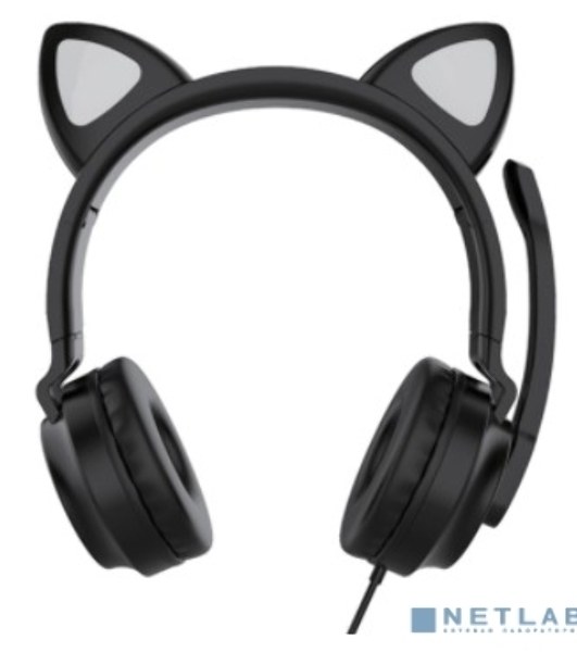 Гарнитура QUMO Game Cat чёрный, проводная, USB, подсветка