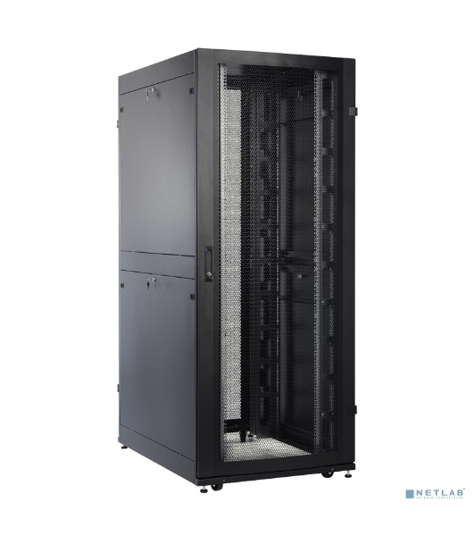 Шкаф серверный ПРОФ напольный 42U (800x1000) дверь перфор. 2 шт., черный, в сборе (ШТК-СП-42.8.10-44АА-9005)
