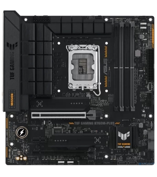 Материнская плата ASUS TUF GAMING B760M-PLUS, LGA 1700, Intel B760, 4xDDR5, 4xSATA, 2xM.2, 1xPCIe 5.0 x16, 1xPCIe 4.0 x4, 1xPCIe x1, 2xUSB-A 3.2 Gen 2, 3xUSB-A 3.2 Gen 1, 2xUSB 2.0, 1xUSB-C 3.2 Gen 2x2, 1x2.5Gb LAN, 5x3.5 мм, 7.1, mATX