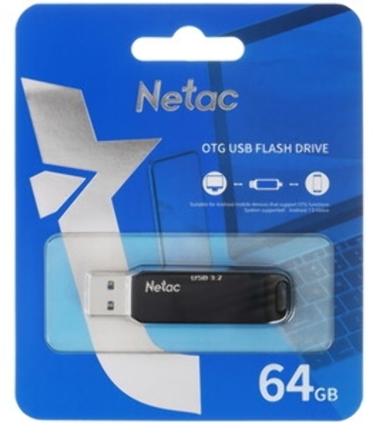 Флешка USB Netac US11 черный 64Gb USB Type-A + USB Type-C, metal/plastic case