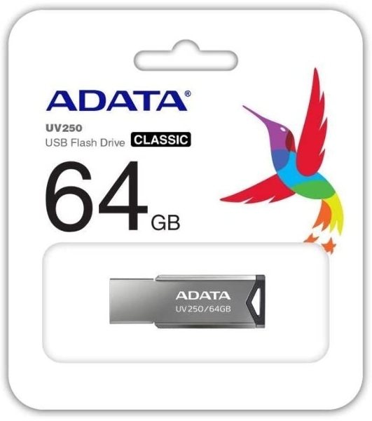 Флешка USB ADATA UV250 (AUV250-64G-RBK), 64Gb, USB 2.0, R/W 25/10, черный