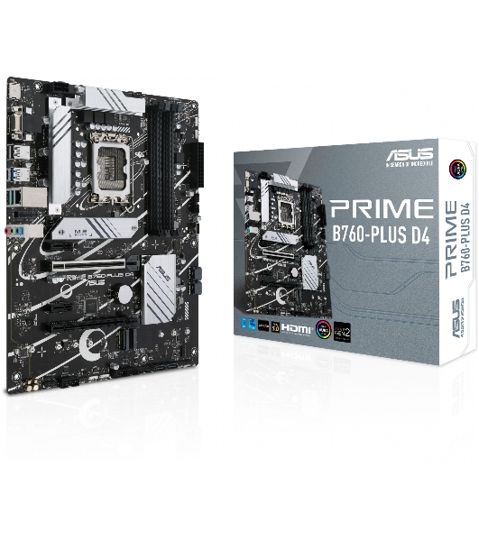 Материнская плата ASUS PRIME B760-PLUS D4, LGA 1700, Intel B760, 4xDDR4, 4xSATA, 3xM.2, 1xPCIe 4.0 x4, 1xPCIe 5.0 x16, 1xHDMI, 1xDP, 1xVGA, 1x 2.5Gb LAN, 1xUSB 3.2 Gen 2, 2xUSB-A 3.2 Gen 2, 3x3.5 мм, 7.1, ATX