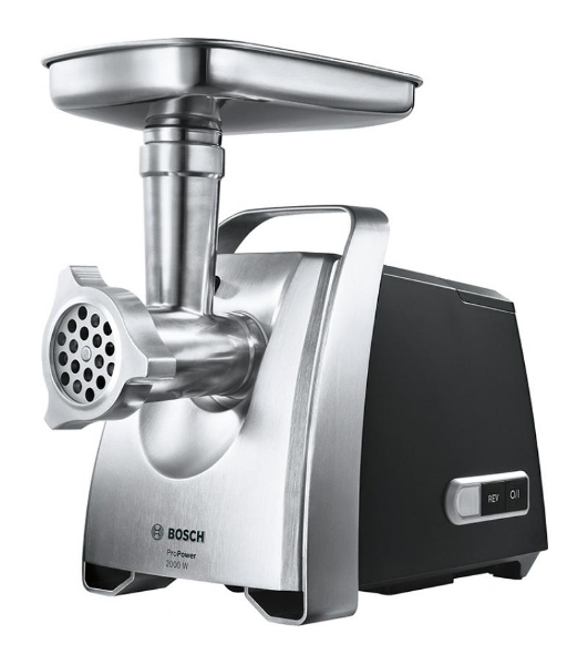 Мясорубка электрическая Bosch MFW68640 черный, 2200 Вт, 4.3 кг/мин, реверс, металлический лоток, насадки - 5