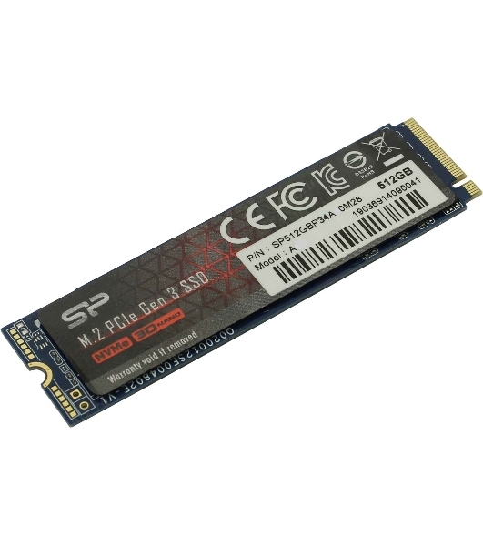 Накопитель SSD Silicon Power P34A60, 512Gb, M.2 2280, PCIe 3.0 x4, NVMe, R/W 2200/1600
