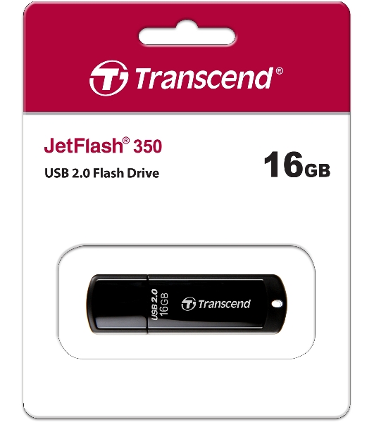 Флешка USB Transcend JetFlash 350 (TS16GJF350), 16Gb, USB 2.0, R/W 15/7, черный