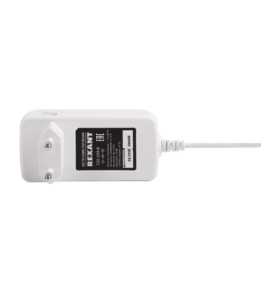 Источник питания Rexant 12 V 24 W с DC разъемом подключения 5.5х2.1, белый корпус (IP23)