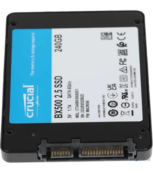 Накопитель SSD Crucial BX500, 240Gb, 2.5', SATA III, R/W 540/500