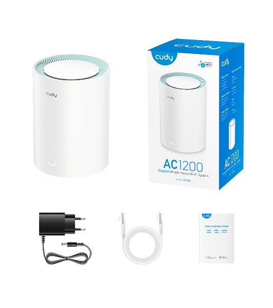 Бесшовный Mesh роутер Cudy M1300(1-Pack) AC1200 10/100/1000BASE-TX белый
