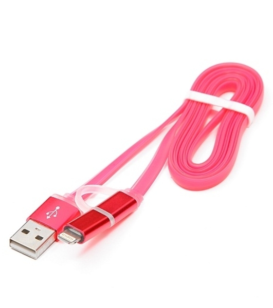 Кабель USB2.0 Cablexpert CC-mAPUSB2pk1m, AM/microBM 5P - iPhone lightning, 1м, комбо кабель, алюминиевые разъемы, розовый, блистер