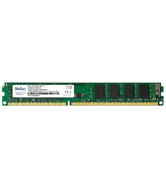 Оперативная память NETAC Basic, DDR3, 4GB (1x4GB), 1600MHz, CL11, DIMM
