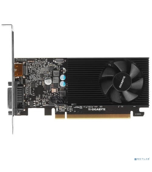 Видеокарта Gigabyte GV-N1030D4-2GL NVidia GeForce GT 1030, 2Gb DDR4/64-bit, PCI-Ex16 3.0, DVI-Dx1, HDMI2.0bx1, LP, 2-slot cooler, Retail