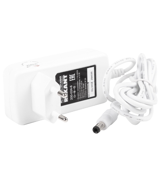 Источник питания Rexant 12 V 24 W с DC разъемом подключения 5.5х2.1, белый корпус (IP23)