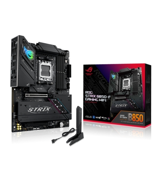 Материнская плата ASUS ROG STRIX B850-F GAMING WIFI, AM5, AMD B850, 4xDDR5, 2xSATA, 4xM.2, 1xPCIe 5.0 x16, 1xPCIe 4.0 x16, 1xPCIe x4, 1xDP, 1xHDMI, 1x2.5Gb LAN, 1xUSB-C 20Gbps, 1xUSB-C 10Gbps, 3xUSB-A 10Gbps, 4xUSB 5Gbps, 4xUSB 2.0, 3x3.5 мм, 7.1, ATX