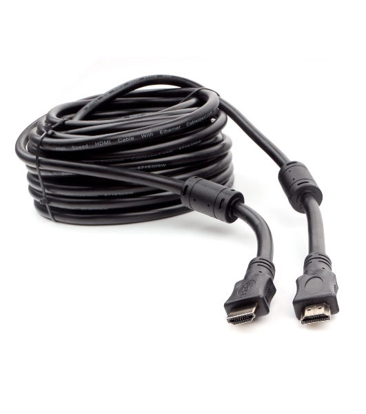 Кабель HDMI Cablexpert CCF2-HDMI4-15M, 19M/19M, v2.0, медь, позол.разъемы, экран, 2 фер.кольца, 15м, черный, пакет