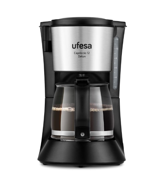 Кофеварка капельная Ufesa CG7125 Capriccio 12 DelUX черный/серебристый, исп. кофе - молотый, 1.2 л, 680 Вт.