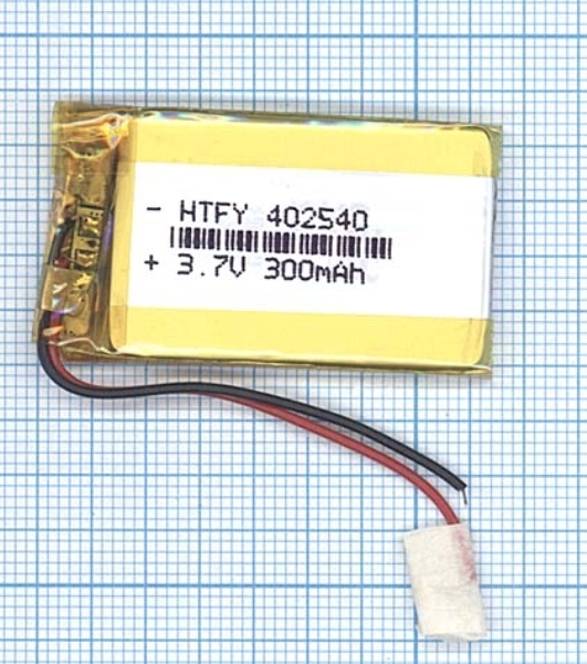 Аккумулятор Li-Pol (батарея) 4x25x40мм 2pin 3.7V/300mAh